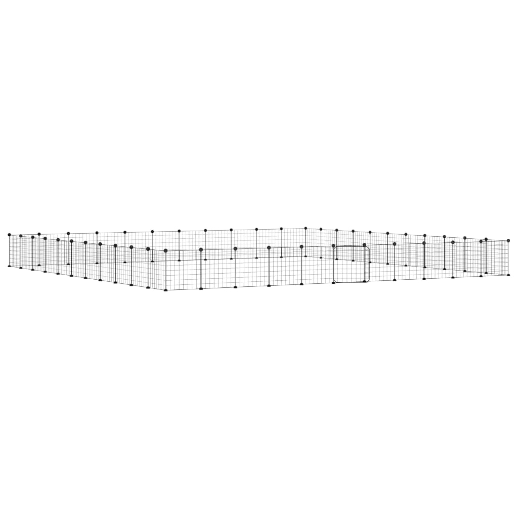 Huisdierenkooi met deur 60 panelen 35x35 cm staal zwart