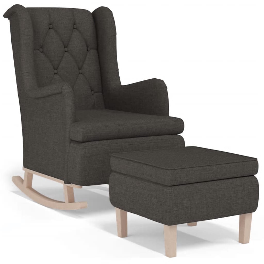 Fauteuil met massief rubberwood schommelpoten stof