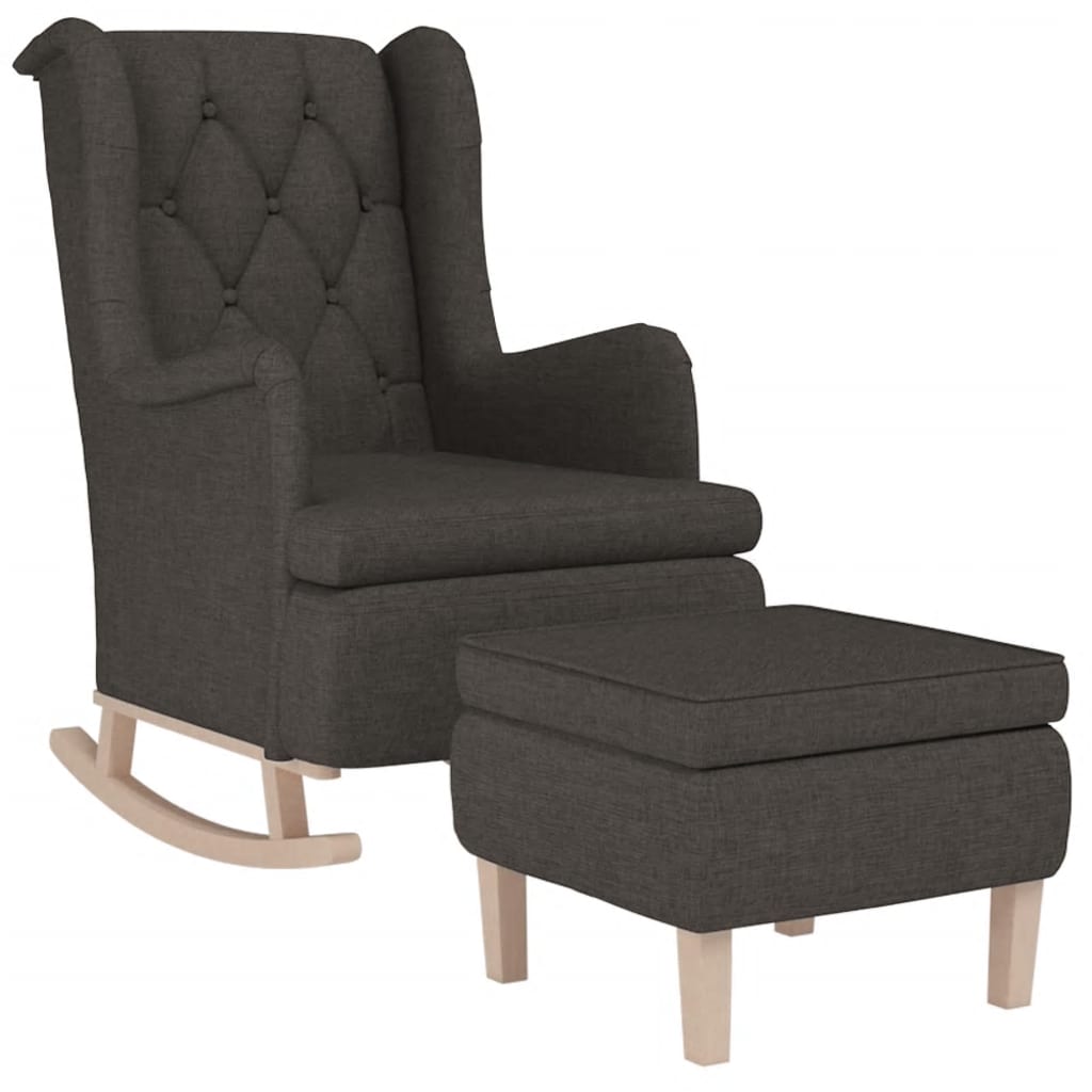 Fauteuil met massief rubberwood schommelpoten stof