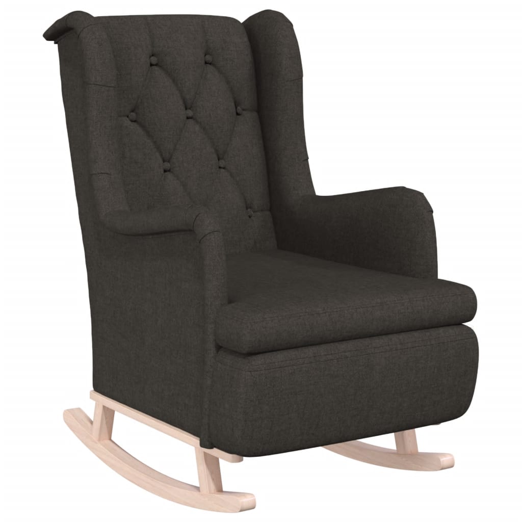 Fauteuil met massief rubberwood schommelpoten stof