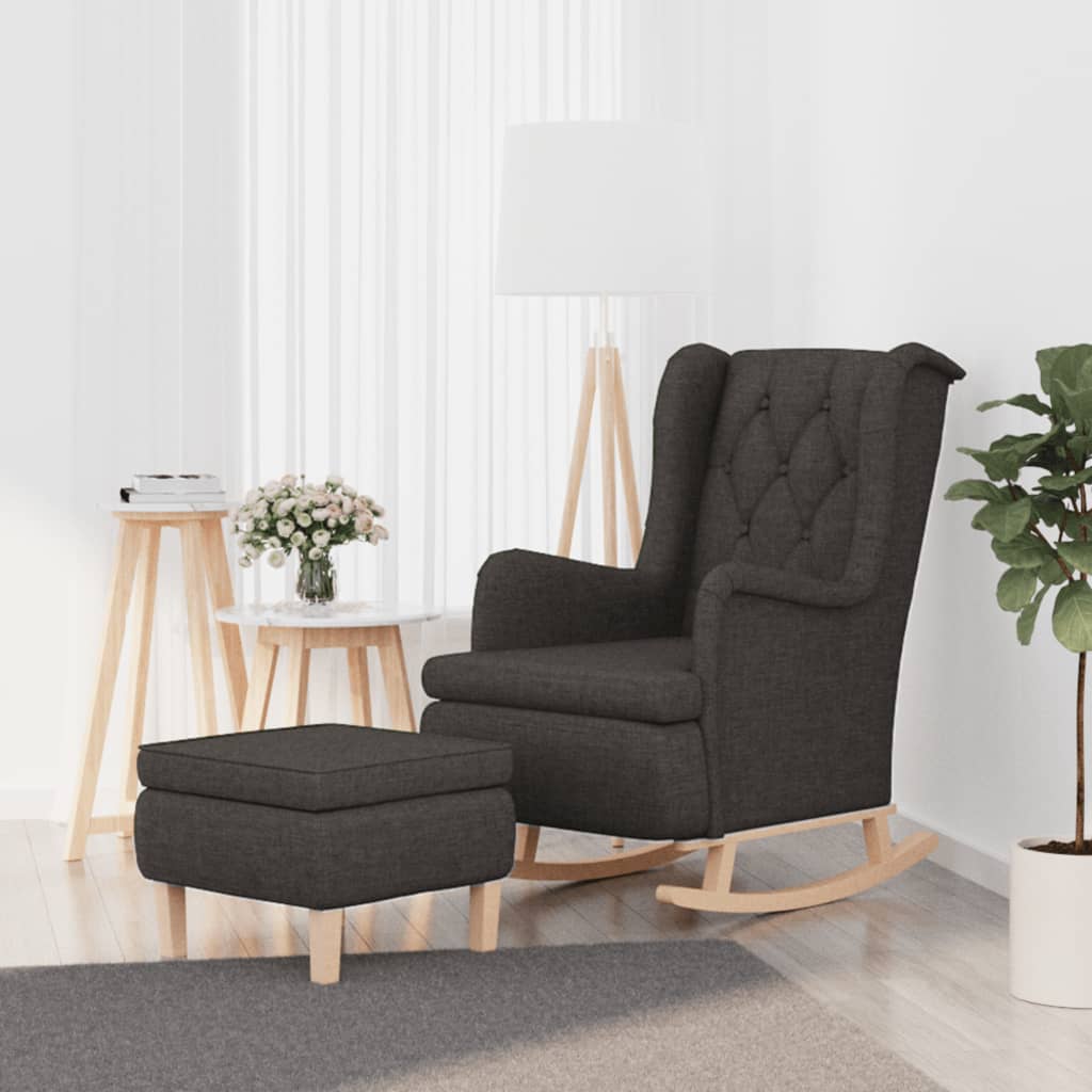 Fauteuil met massief rubberwood schommelpoten stof