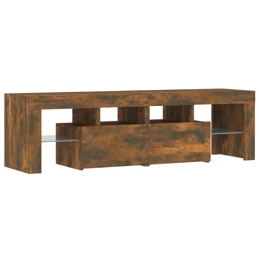 Tv-meubel met LED 140x36,5x40 cm bewerkt hout oud hout