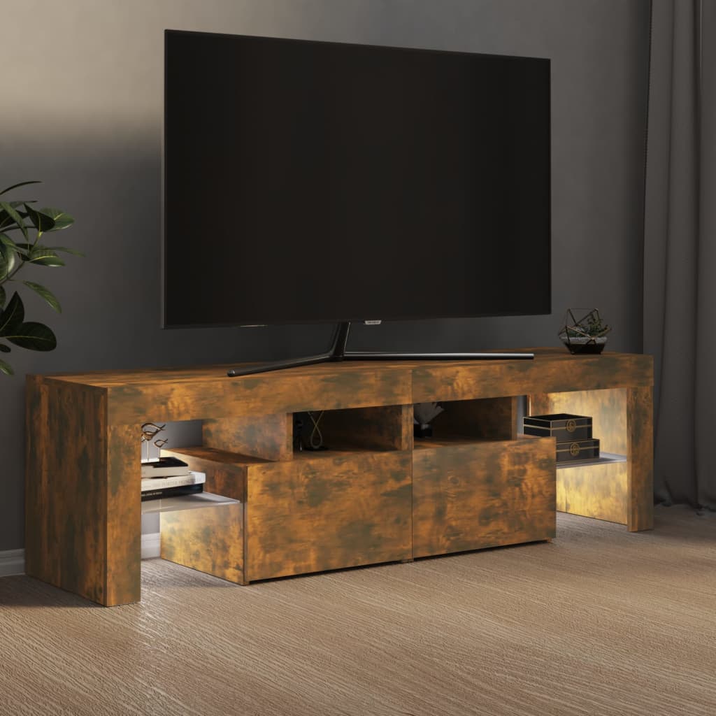 Tv-meubel met LED 140x36,5x40 cm bewerkt hout oud hout