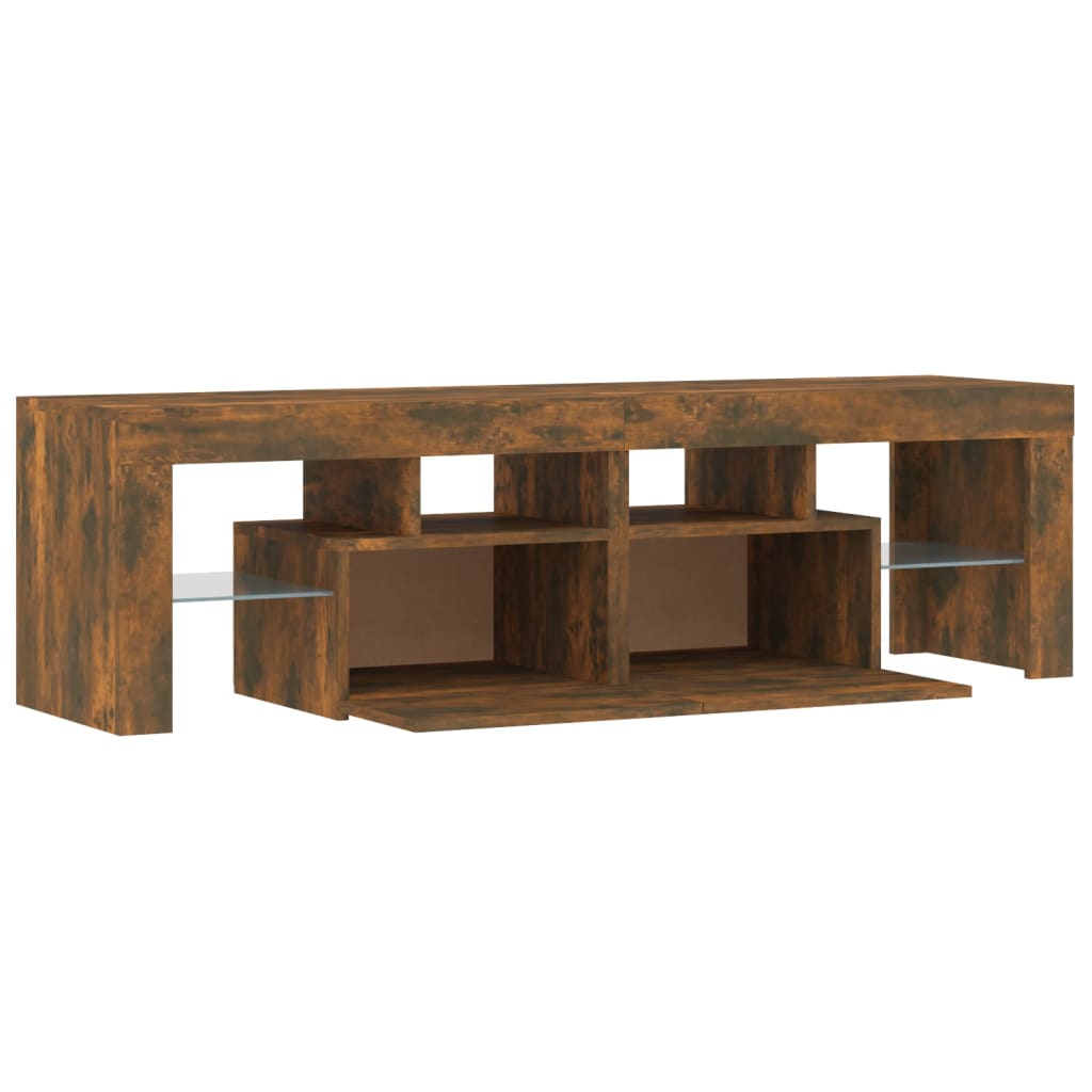 Tv-meubel met LED 140x36,5x40 cm bewerkt hout oud hout