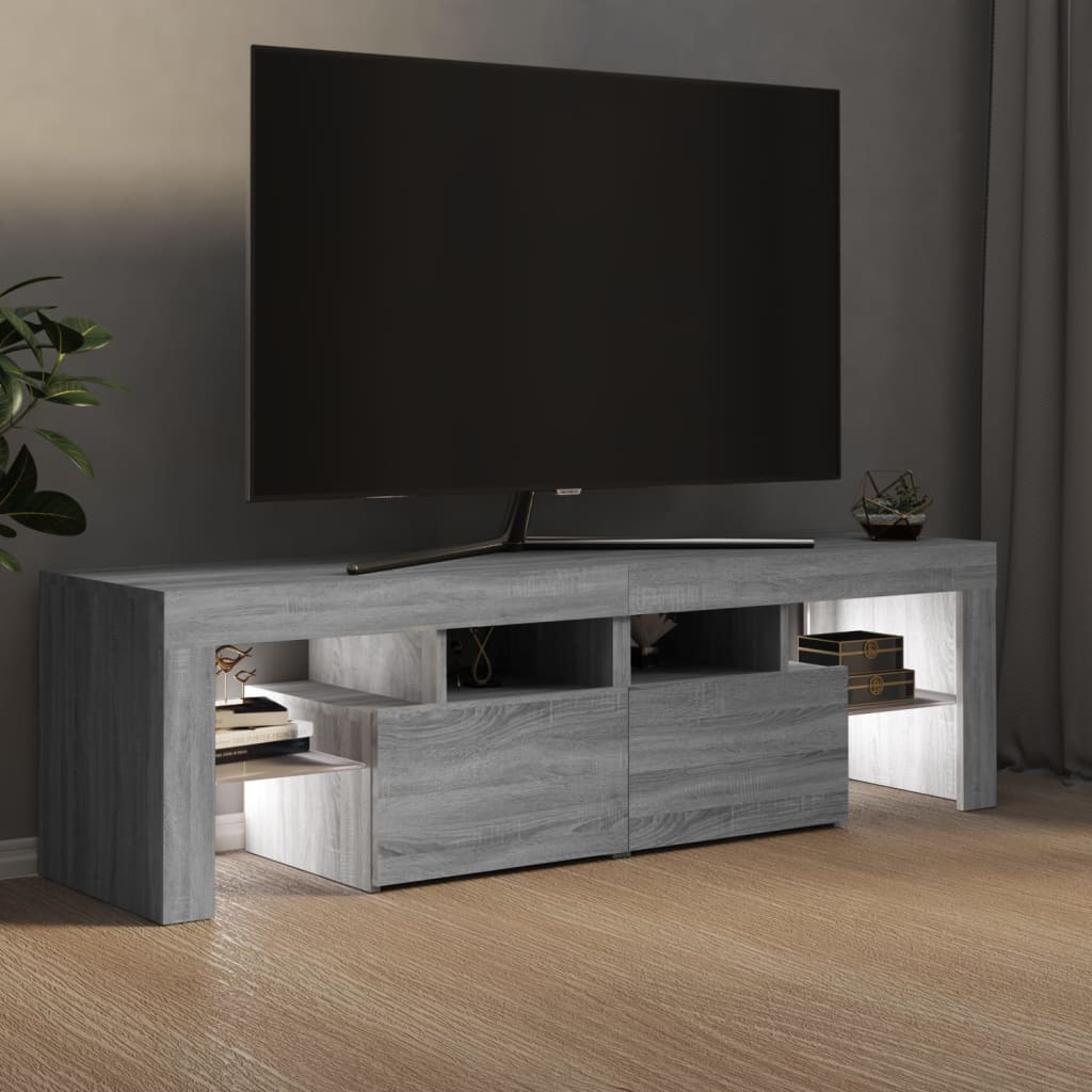 Tv-meubel met LED 140x36,5x40 cm bewerkt hout oud hout