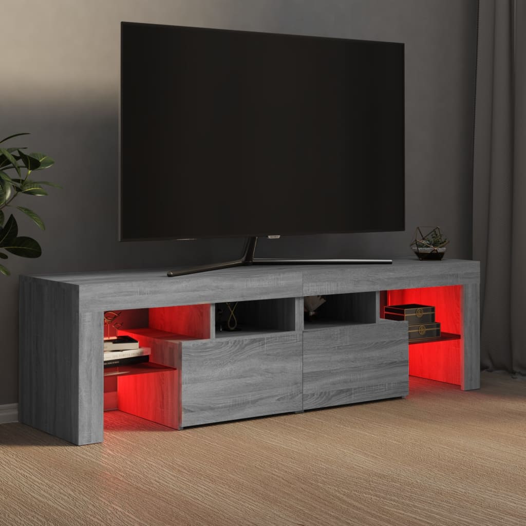 Tv-meubel met LED 140x36,5x40 cm bewerkt hout oud hout