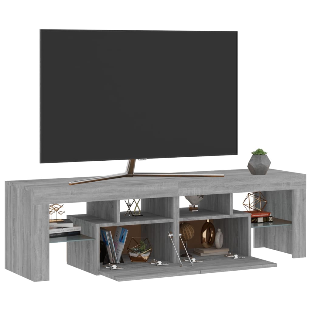 Tv-meubel met LED 140x36,5x40 cm bewerkt hout oud hout