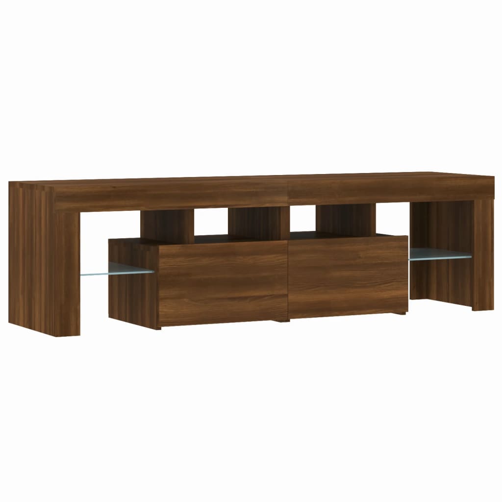 Tv-meubel met LED 140x36,5x40 cm bewerkt hout oud hout