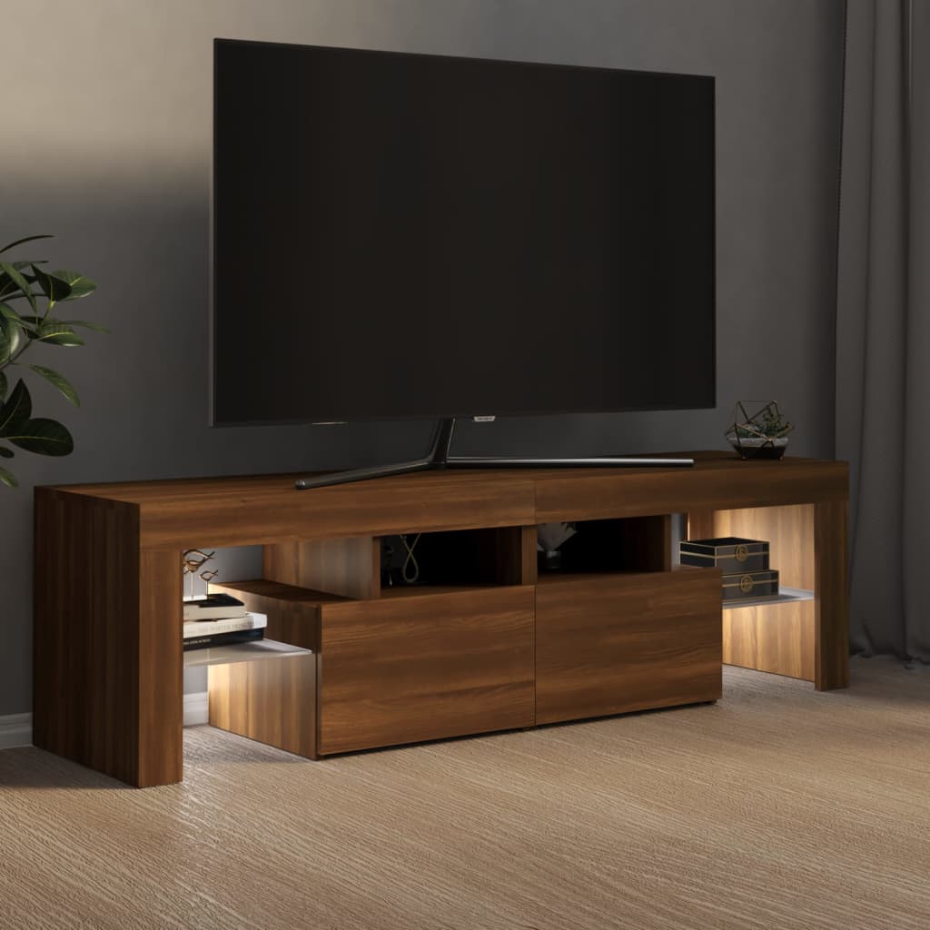 Tv-meubel met LED 140x36,5x40 cm bewerkt hout oud hout