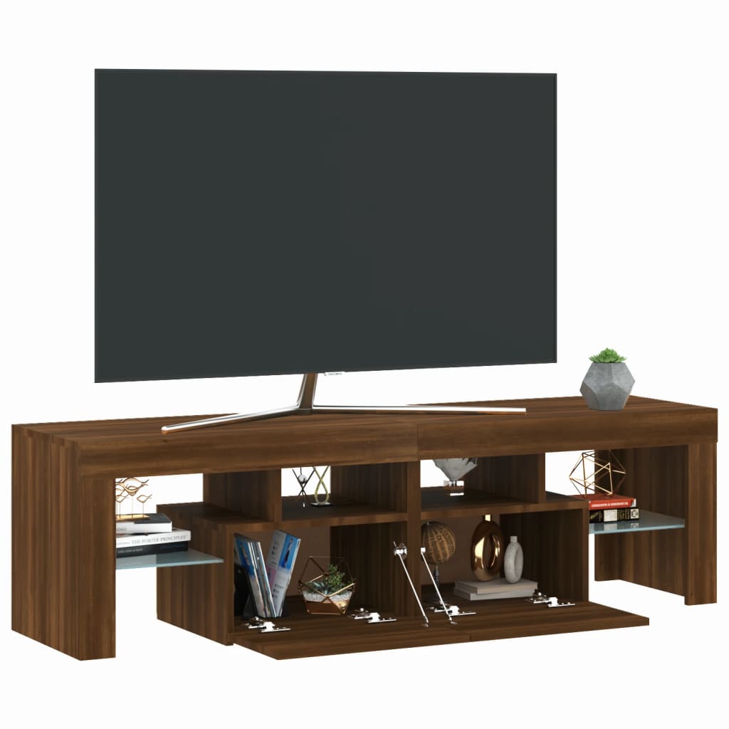 Tv-meubel met LED 140x36,5x40 cm bewerkt hout oud hout