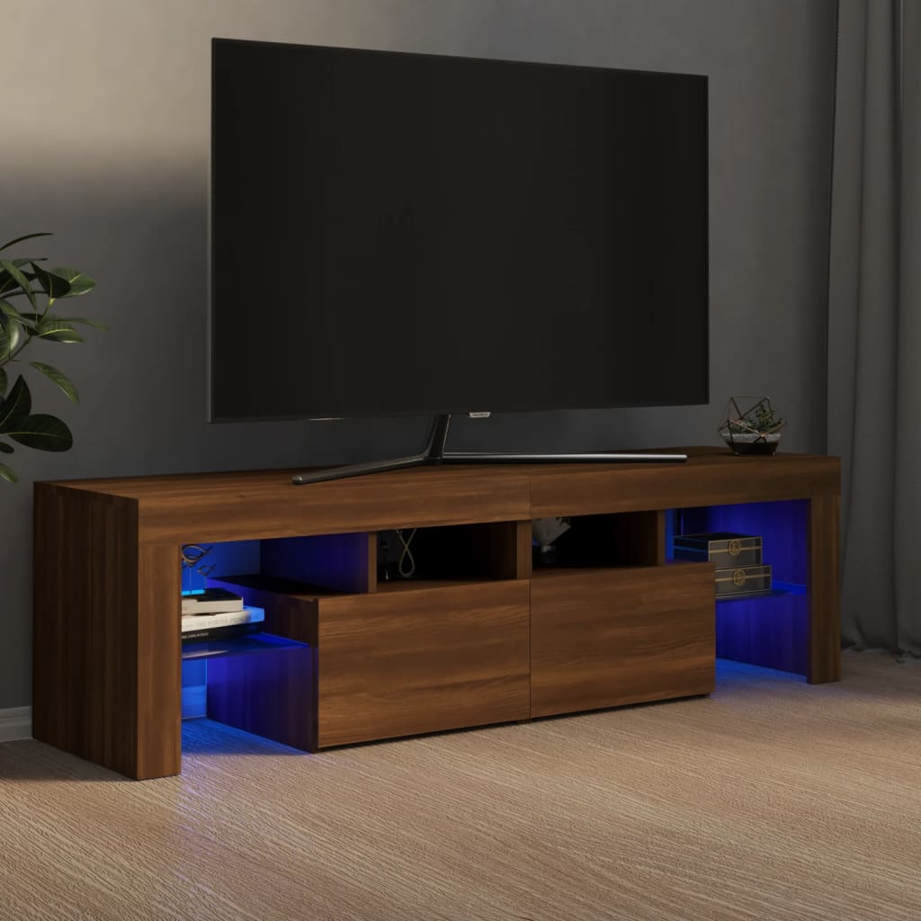 Tv-meubel met LED 140x36,5x40 cm bewerkt hout oud hout