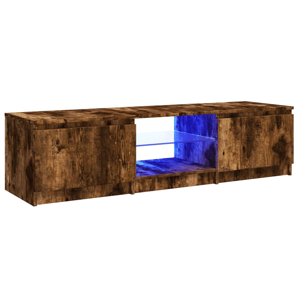 Tv-meubel met LED-verlichting 140x40x35,5 cm bruin eikenkleur