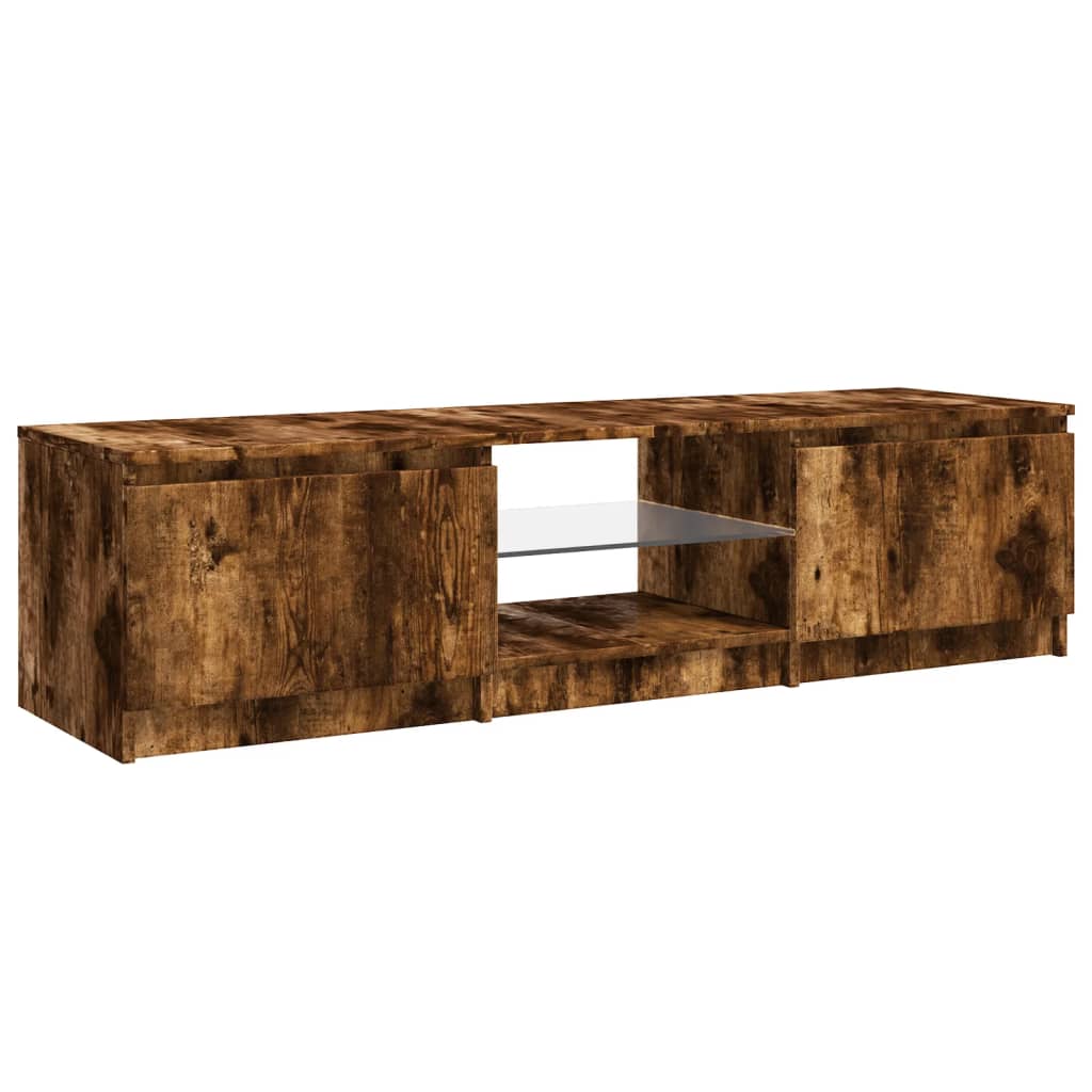 Tv-meubel met LED 140x40x35,5 cm bewerkt hout oud houtkleurig