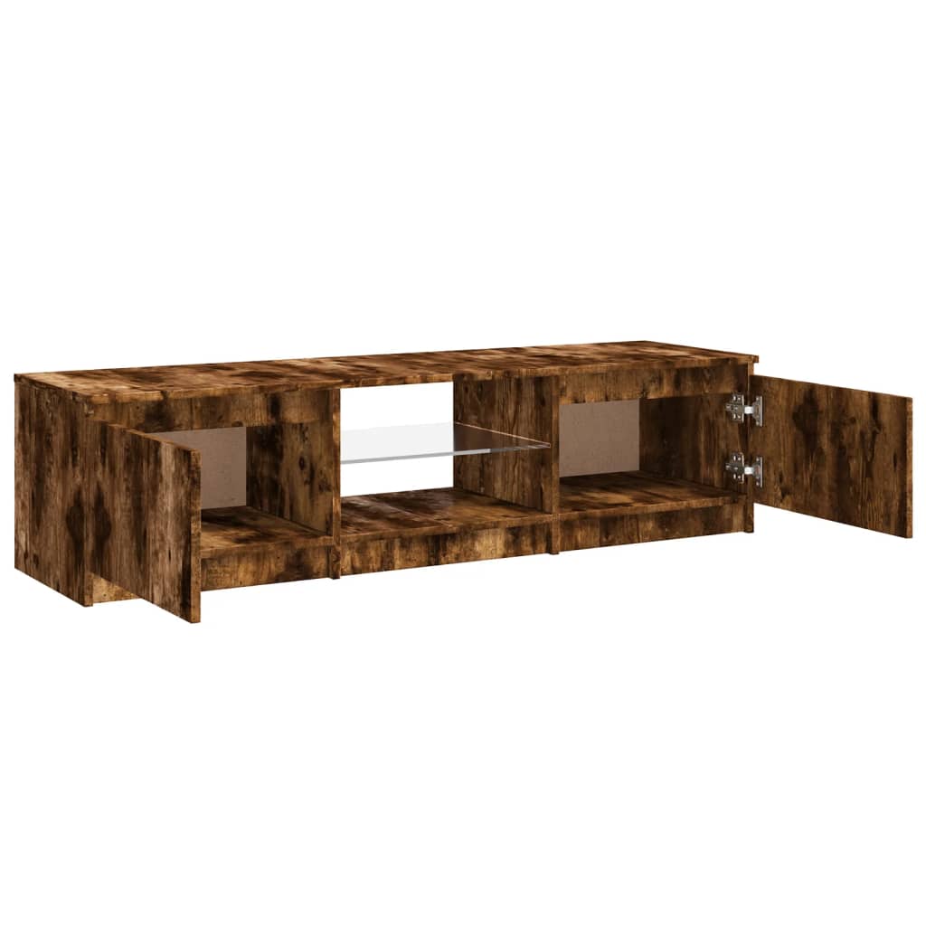 Tv-meubel met LED 140x40x35,5 cm bewerkt hout oud houtkleurig