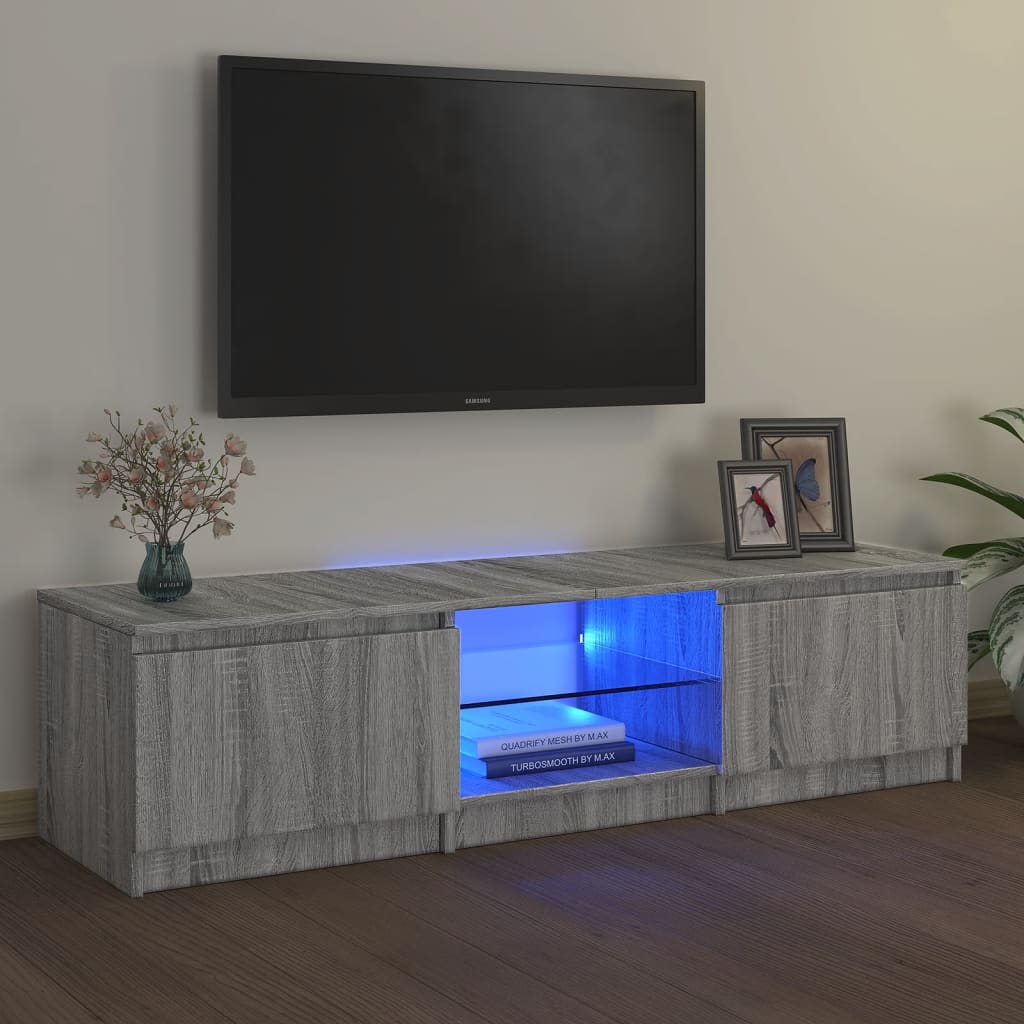 Tv-meubel met LED 140x40x35,5 cm bewerkt hout oud houtkleurig