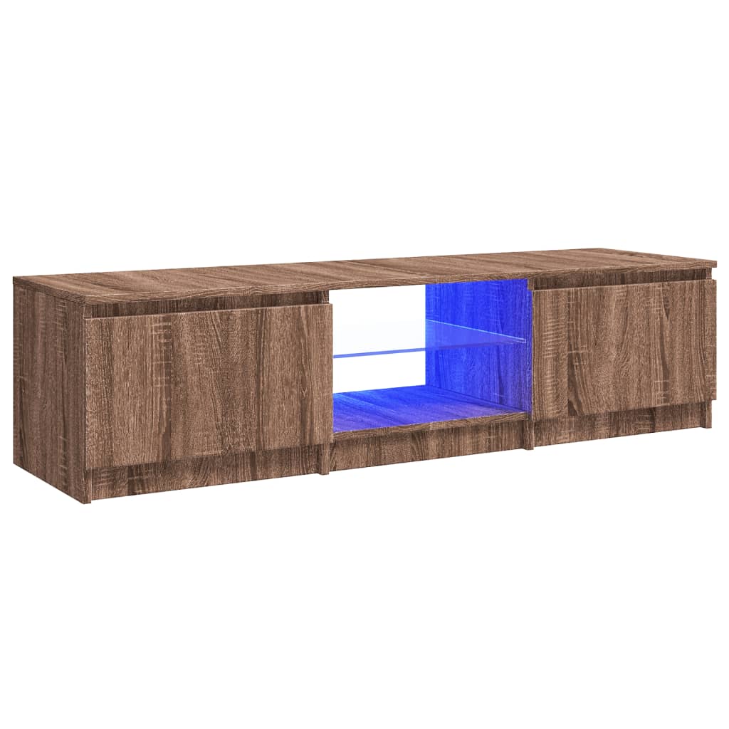 Tv-meubel met LED-verlichting 140x40x35,5 cm bruin eikenkleur