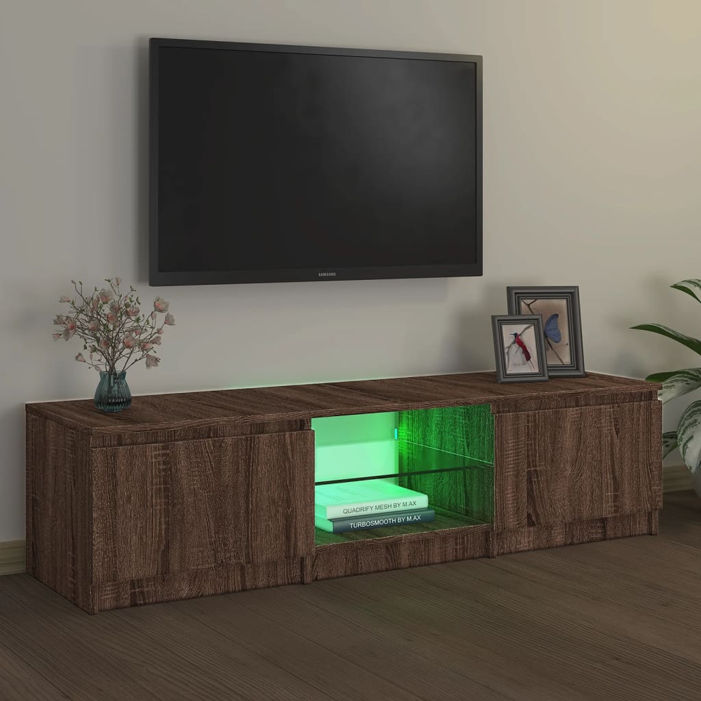 Tv-meubel met LED-verlichting 140x40x35,5 cm bruin eikenkleur