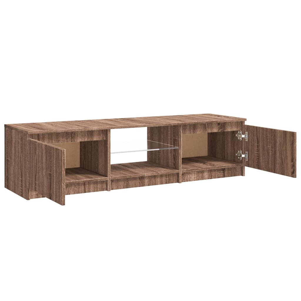 Tv-meubel met LED 140x40x35,5 cm bewerkt hout oud houtkleurig