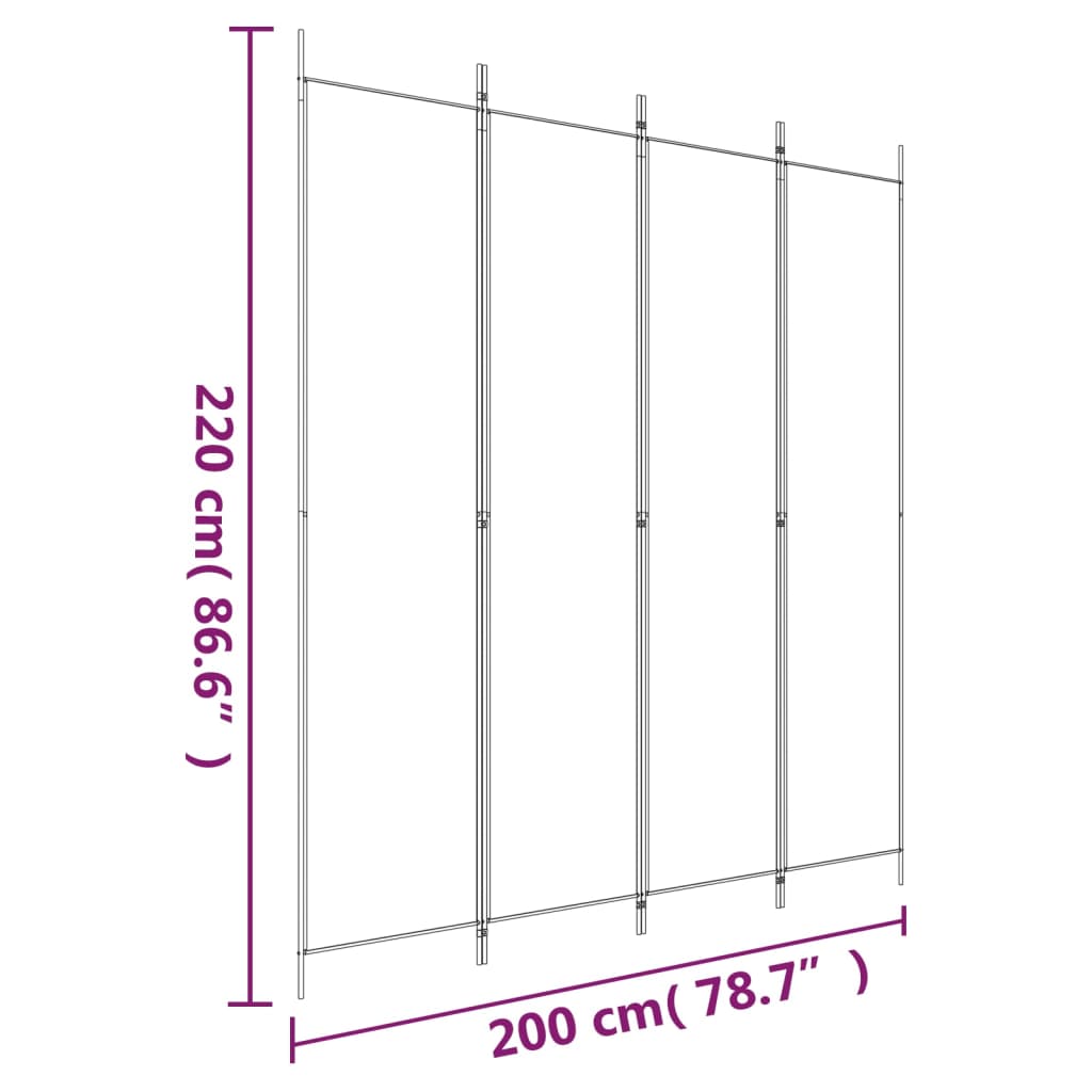 Kamerscherm met 5 panelen 250x220 cm stof