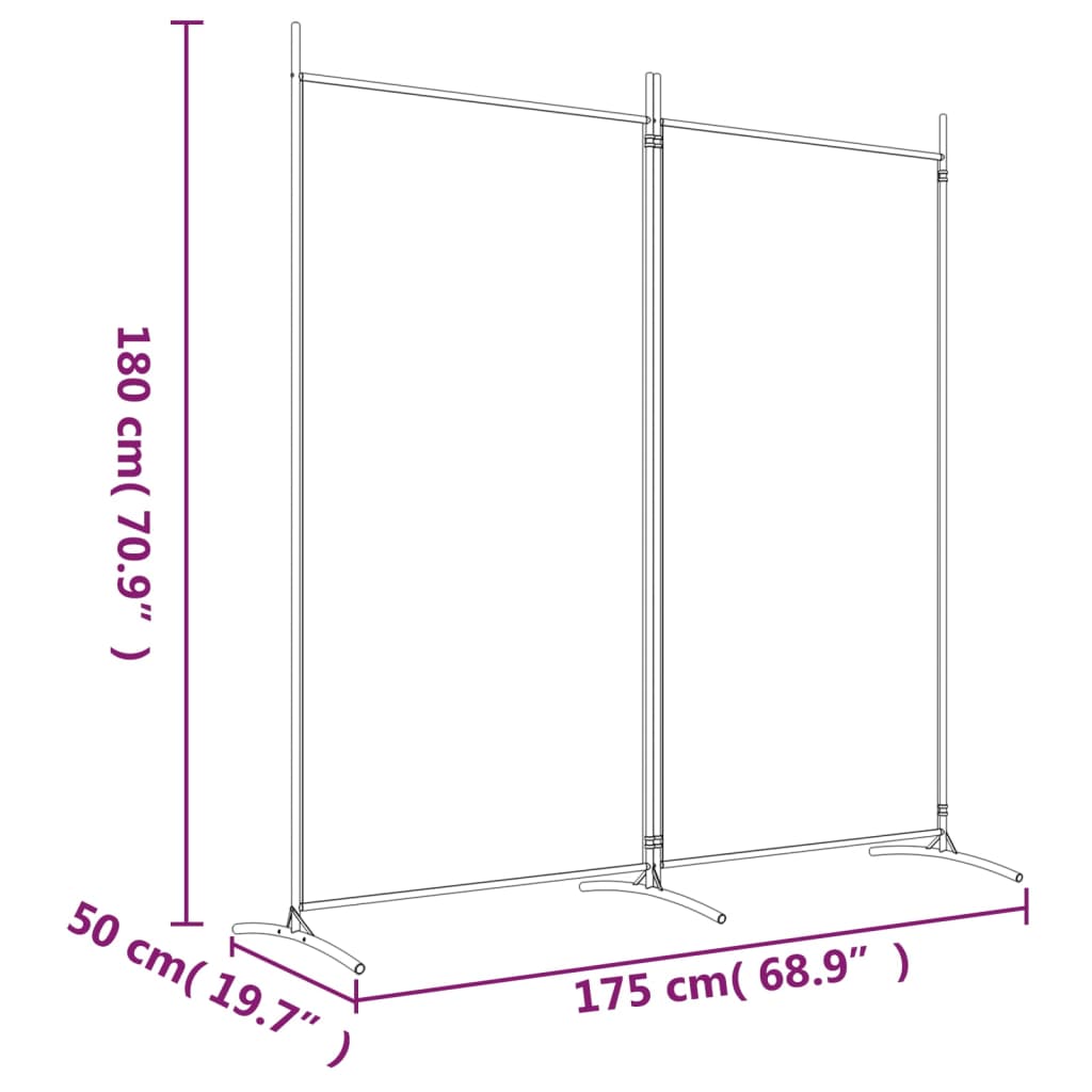 Kamerscherm met 2 panelen 175x180 cm stof