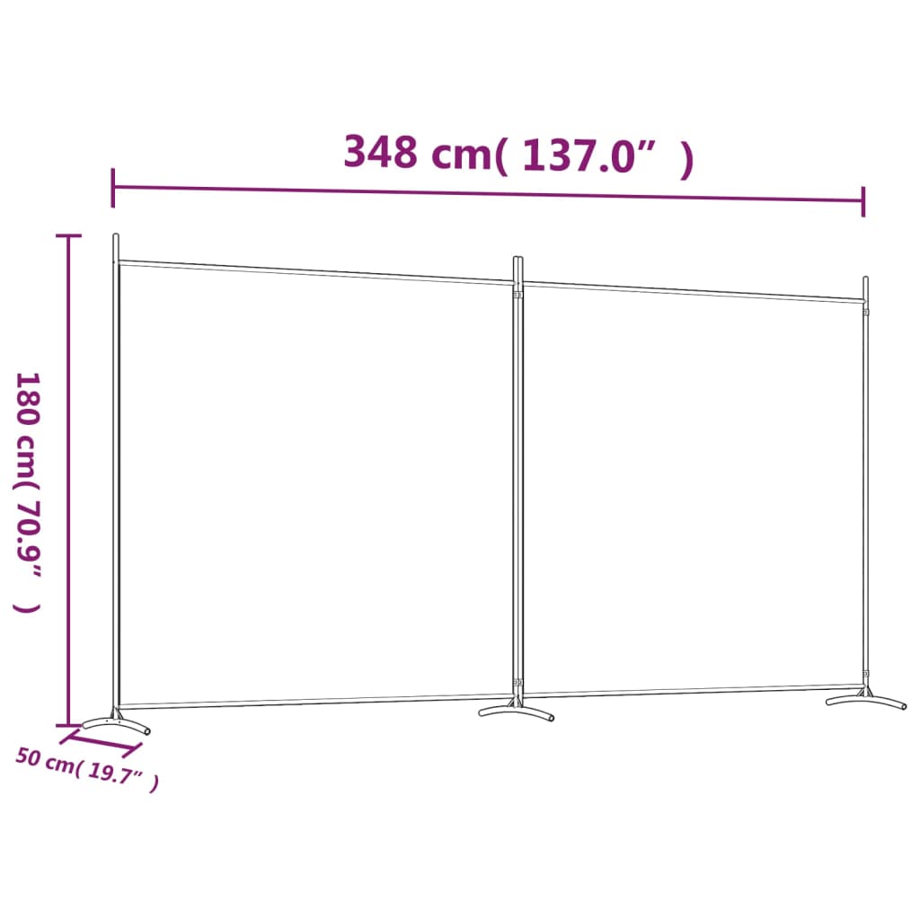 Kamerscherm met 4 panelen 698x180 cm stof