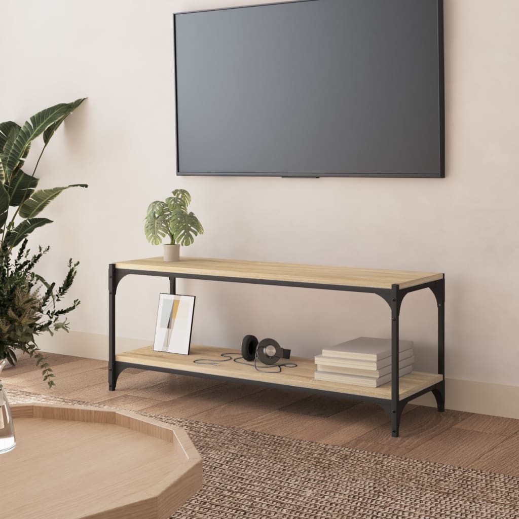 Tv-meubel 100x33x41 cm bewerkt hout en staal