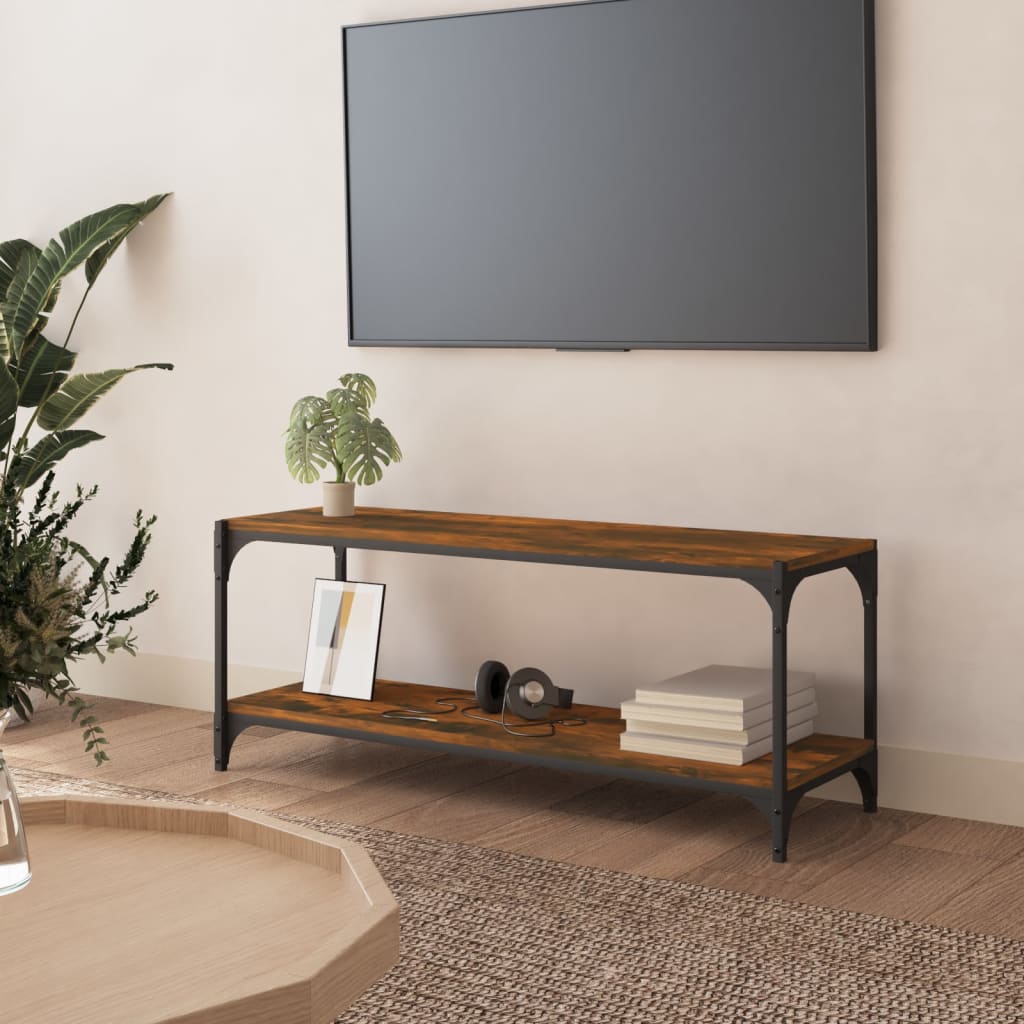 Tv-meubel 100x33x41 cm bewerkt hout en staal