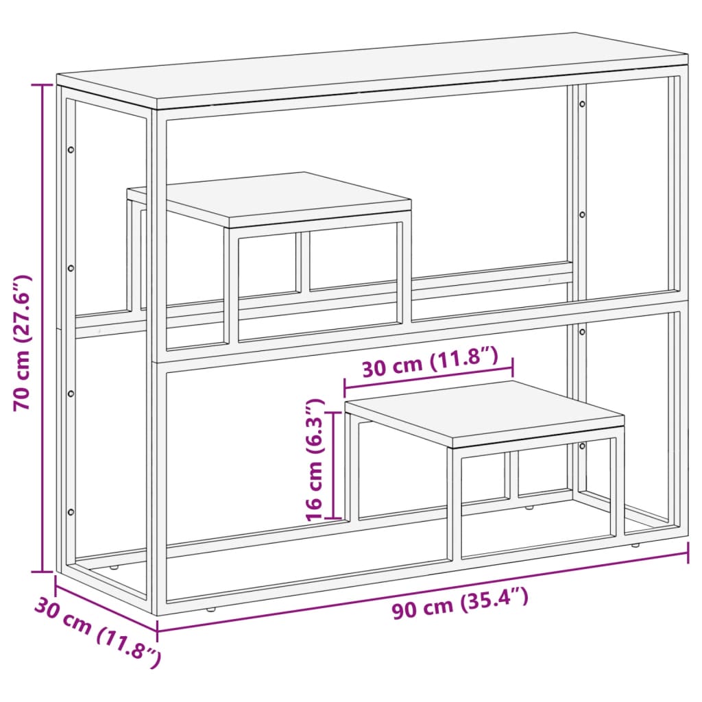 Wandtafel roestvrij staal massief bielshout