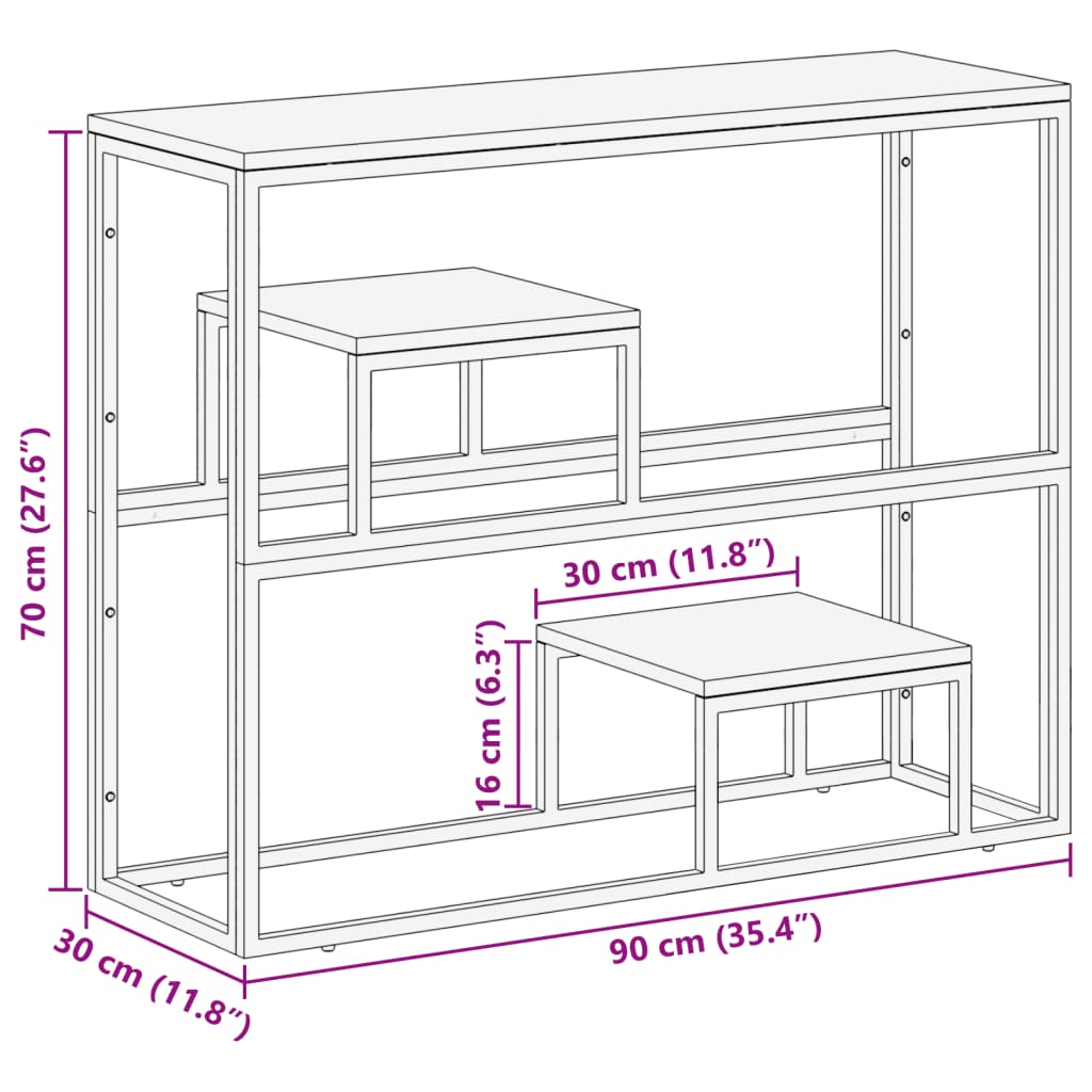 Wandtafel roestvrij staal massief bielshout