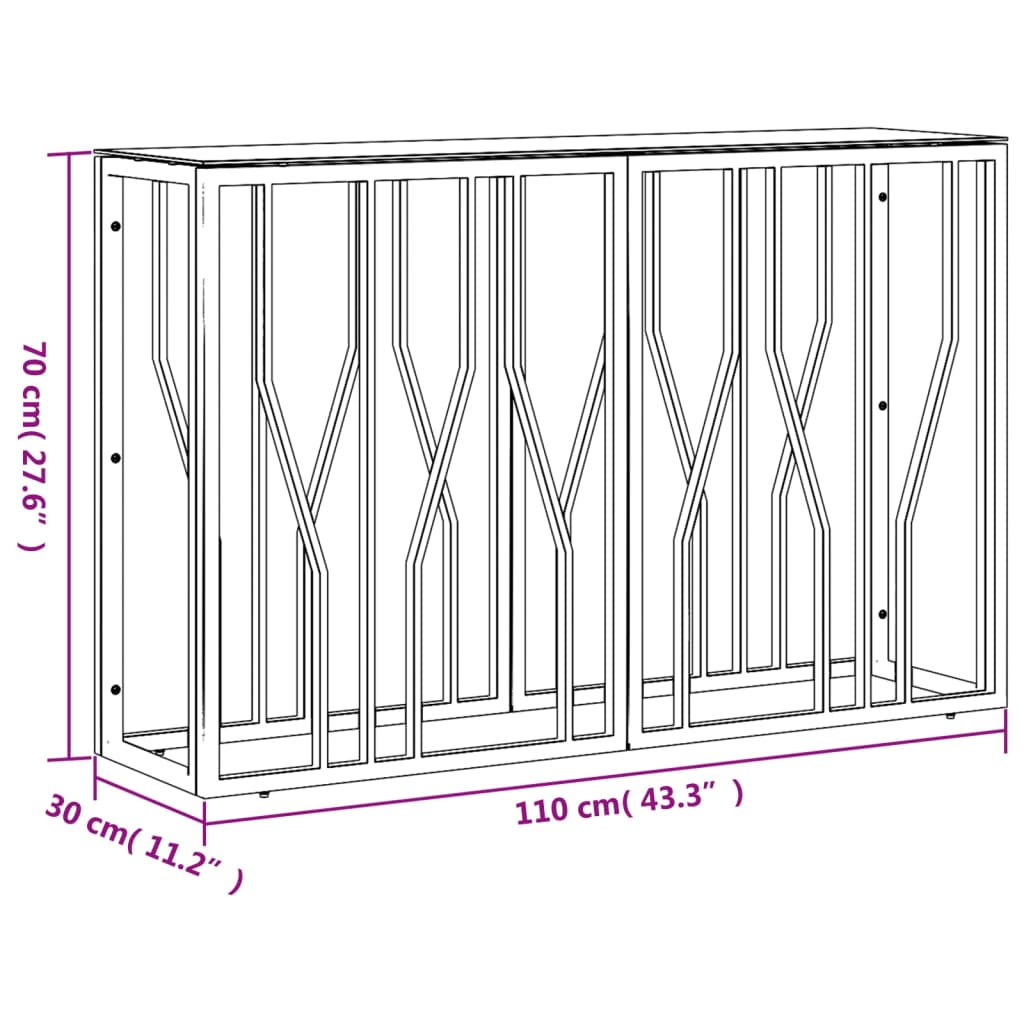 Wandtafel 110x30x70 cm roestvrij staal en glas zilverkleurig