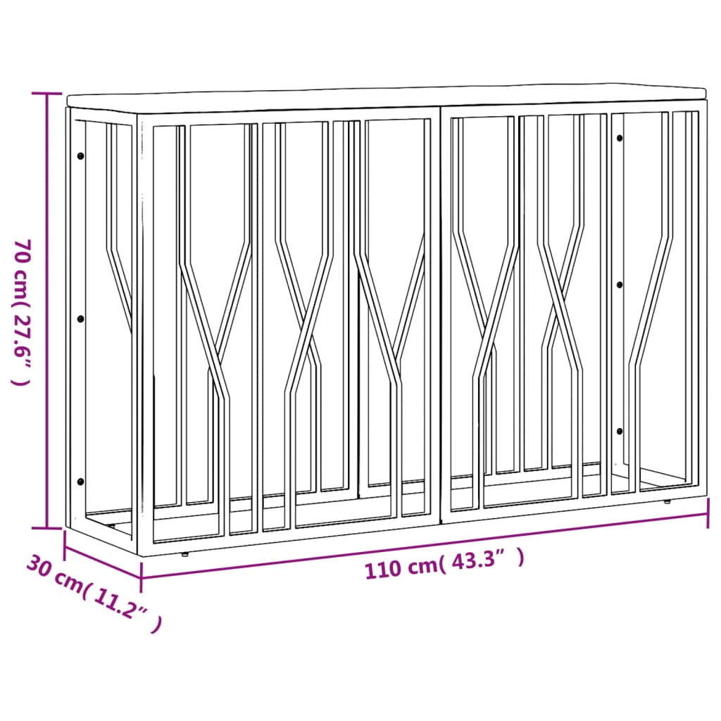 Wandtafel 110x30x70 cm roestvrij staal en glas zilverkleurig