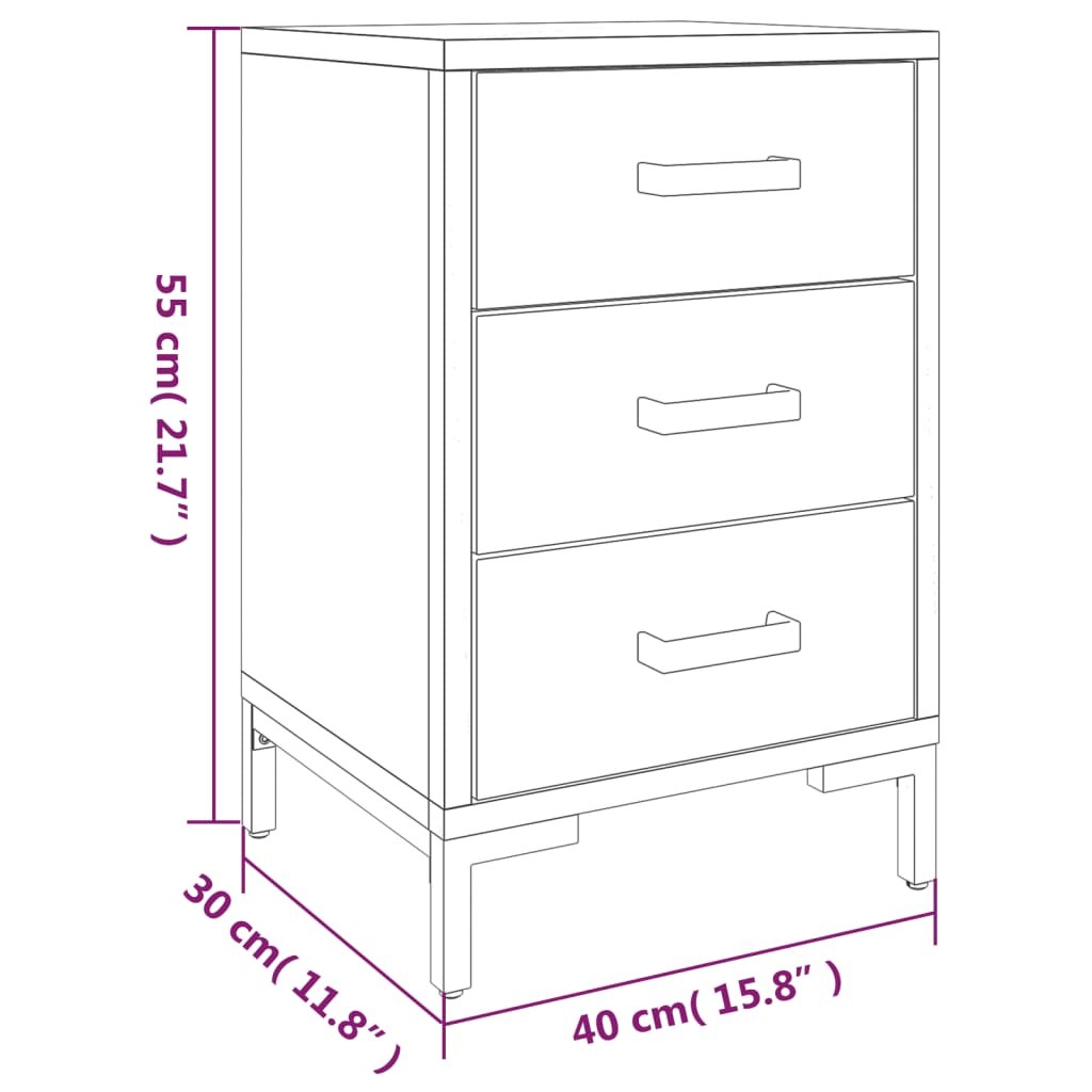 Nachtkastjes 2 st 40x30x55 cm massief grenenhout