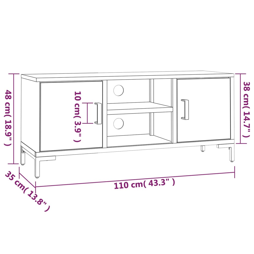 Tv-meubel 110x35x48 cm massief grenenhout