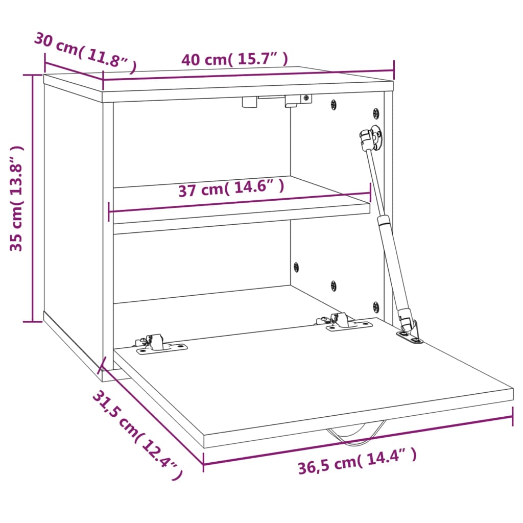 Wandkast 40x30x35 cm massief grenenhout