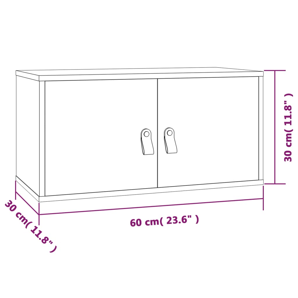 Wandkasten 2 st 60x30x30 cm massief grenenhout