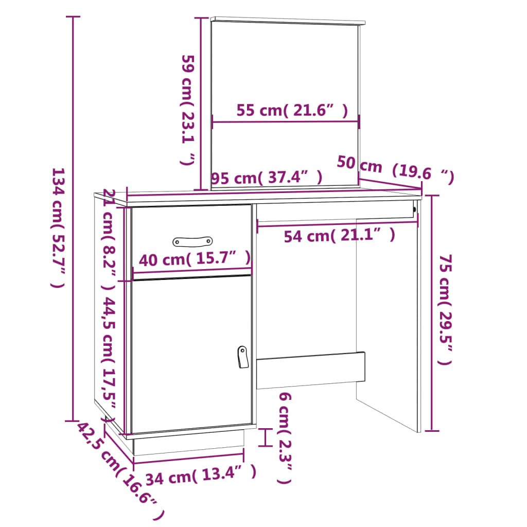 Kaptafel 95x50x134 cm massief grenenhout