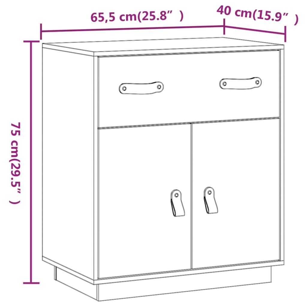 Dressoir 65,5x40x75 cm massief grenenhout