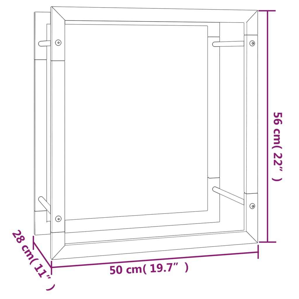 Haardhoutrek 110x28x214 cm roestvrij staal