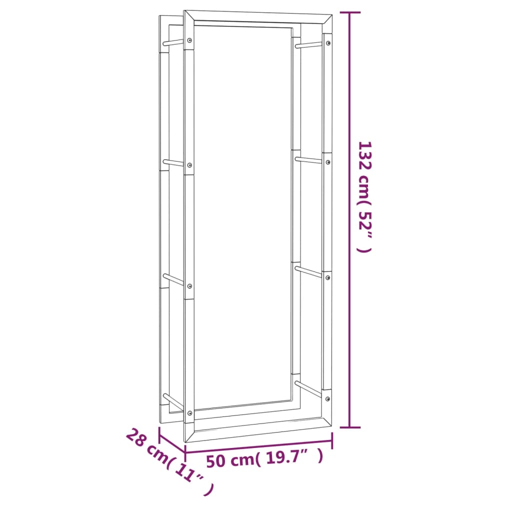 Haardhoutrek 110x28x214 cm roestvrij staal