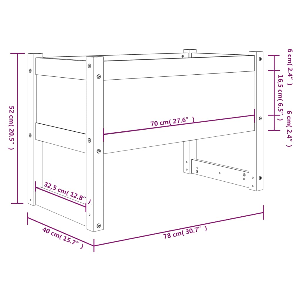 Plantenbakken 2 st 40x40x52,5 cm massief grenenhout