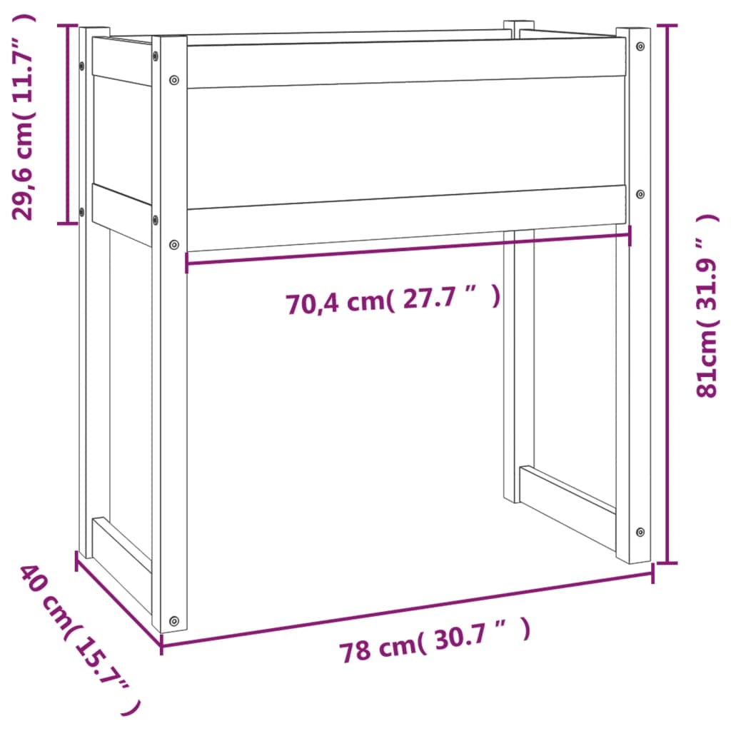 Plantenbak 78x40x81 cm massief grenenhout