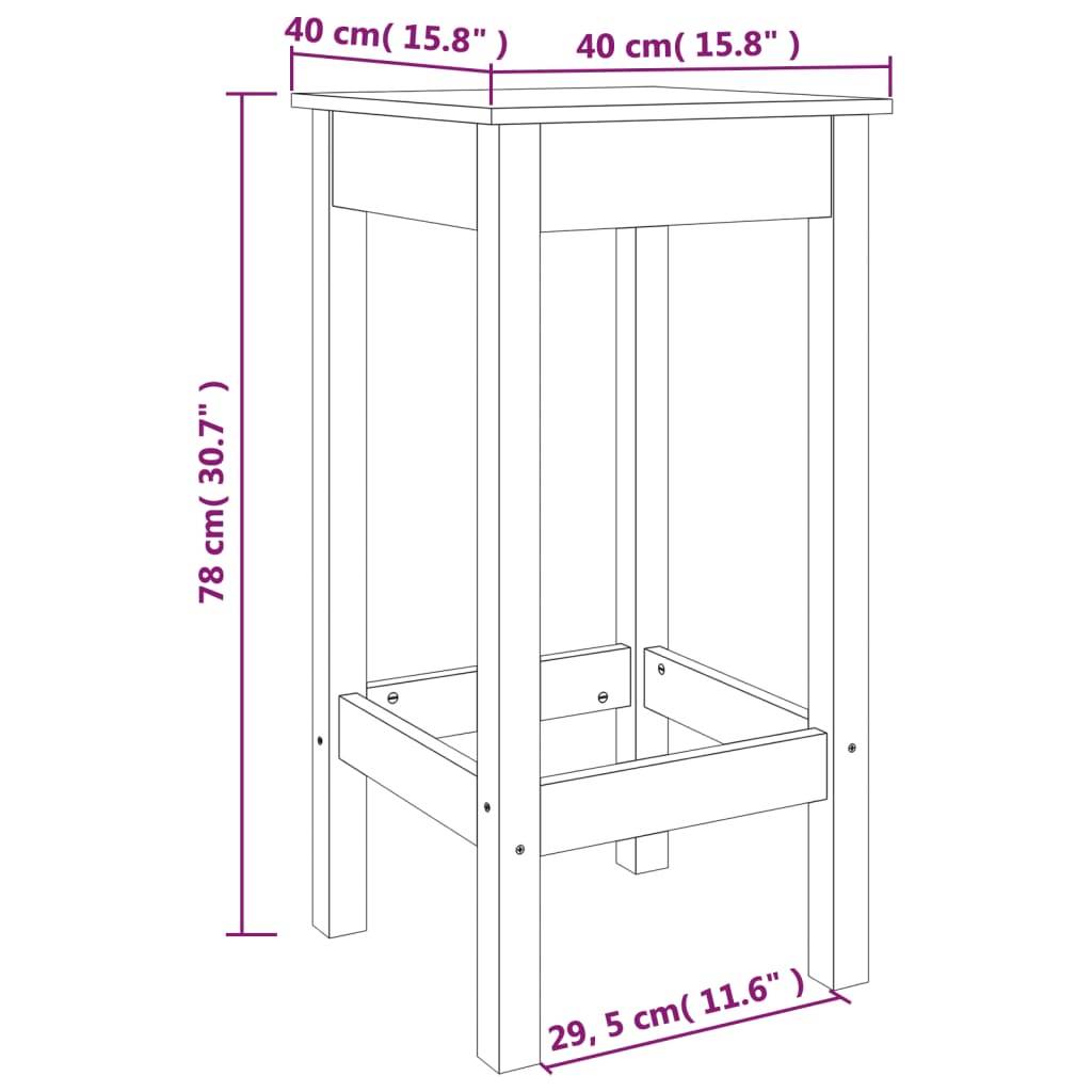 Barstoelen 2 st 40x41,5x112 cm massief grenenhout