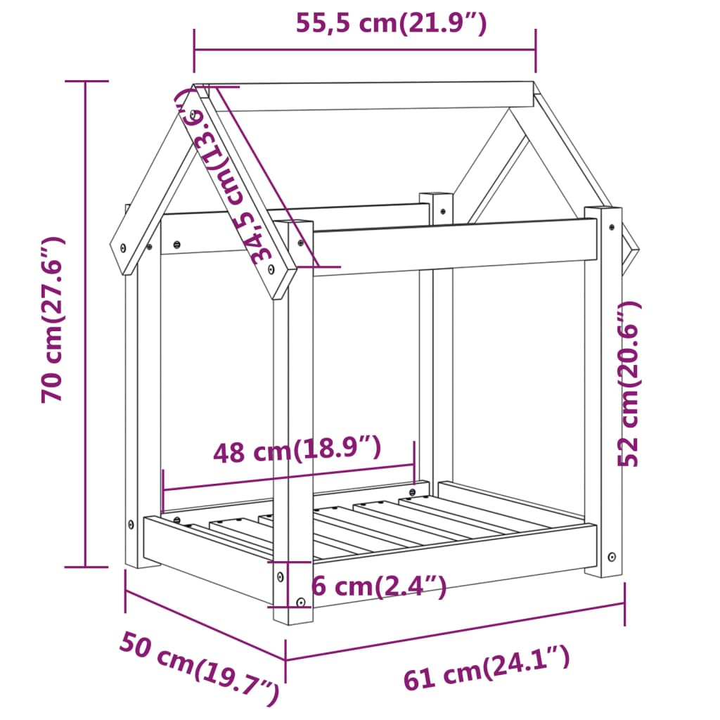 Hondenbed 101x70x90 cm massief grenenhout