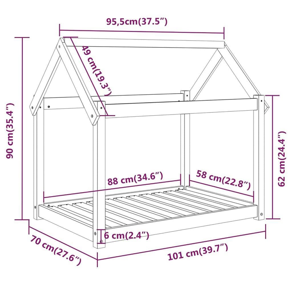 Hondenbed 101x70x90 cm massief grenenhout