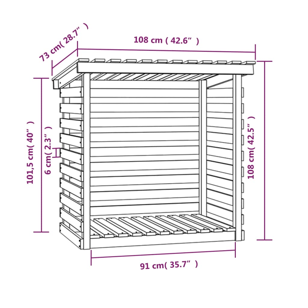 Haardhoutrek 108x73x79 cm massief grenenhout