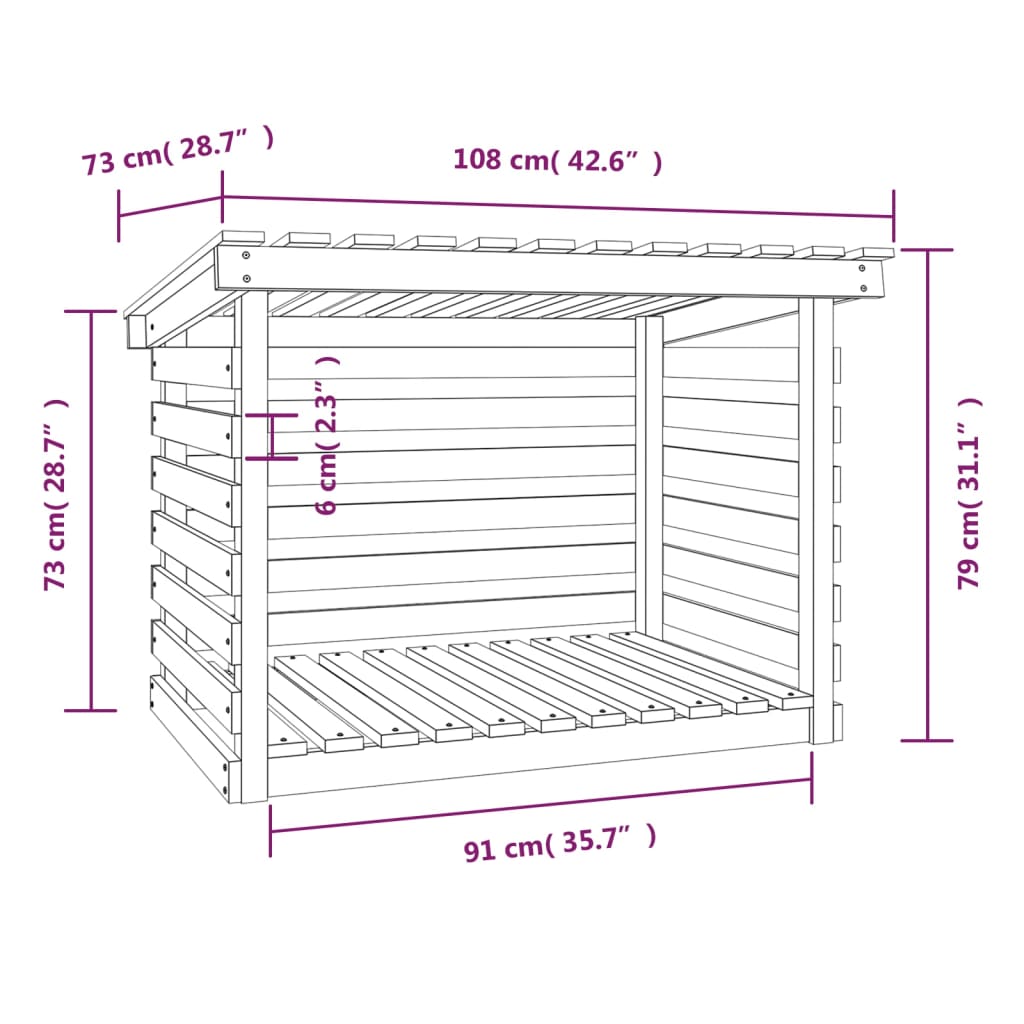 Haardhoutrek 108x73x79 cm massief grenenhout