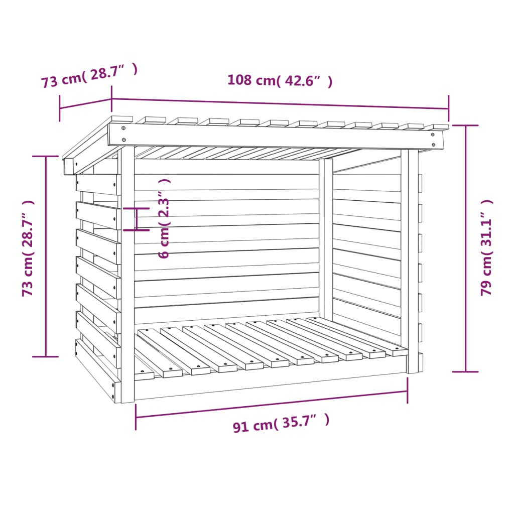 Haardhoutrek 108x73x79 cm massief grenenhout