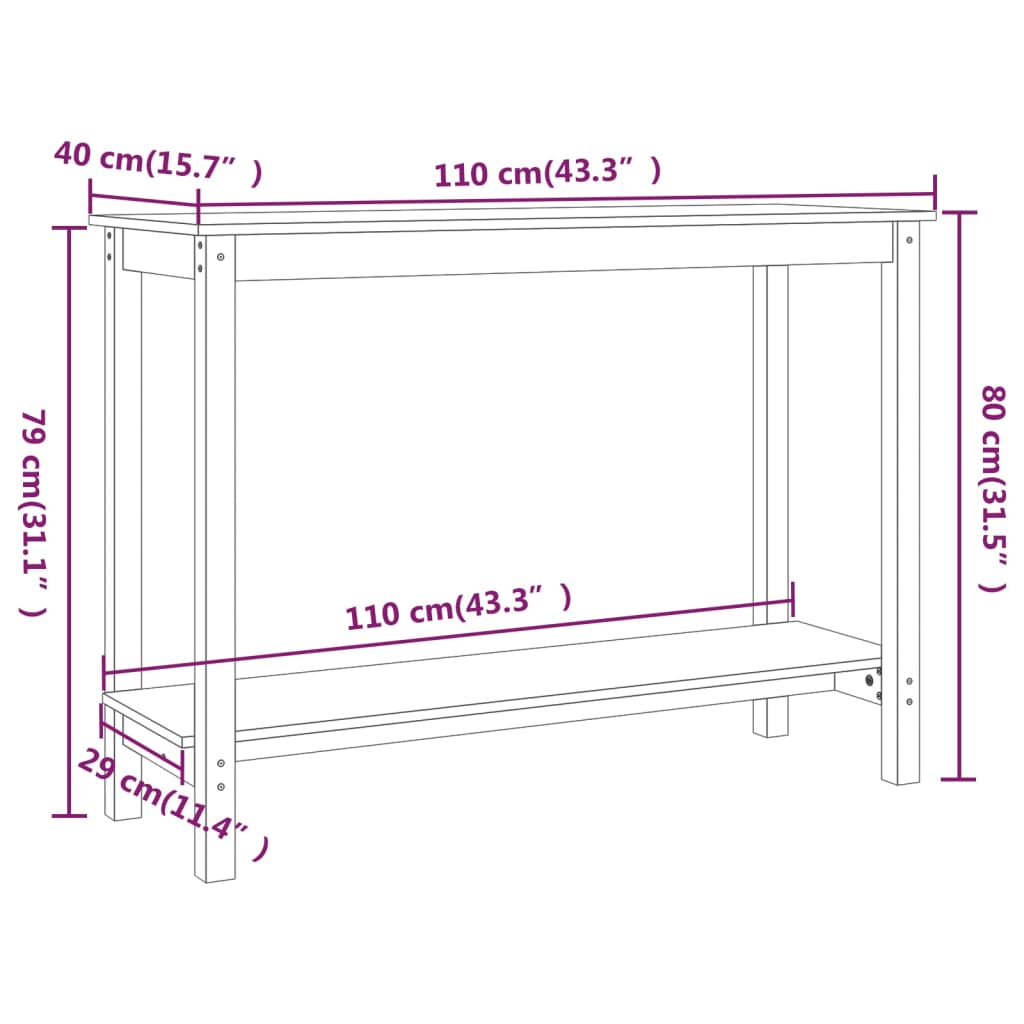 Wandkast 110x40x80 cm massief grenenhout