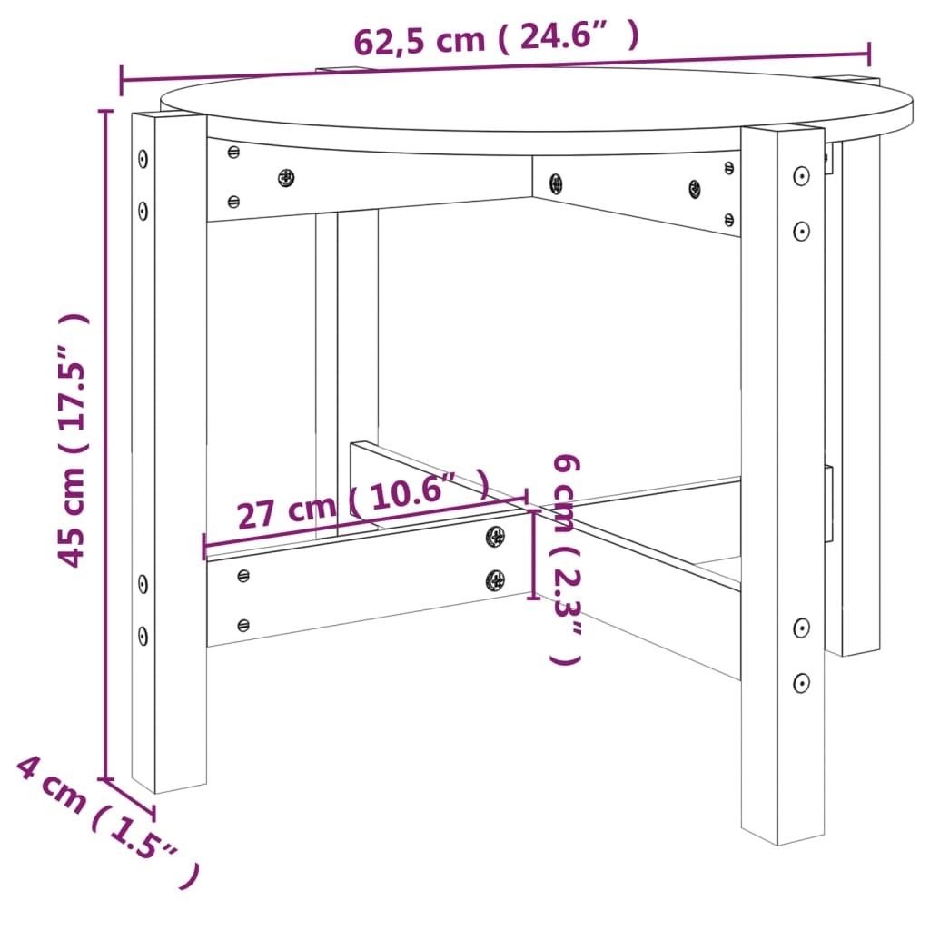 Salontafel Ø 62,5x45 cm massief grenenhout