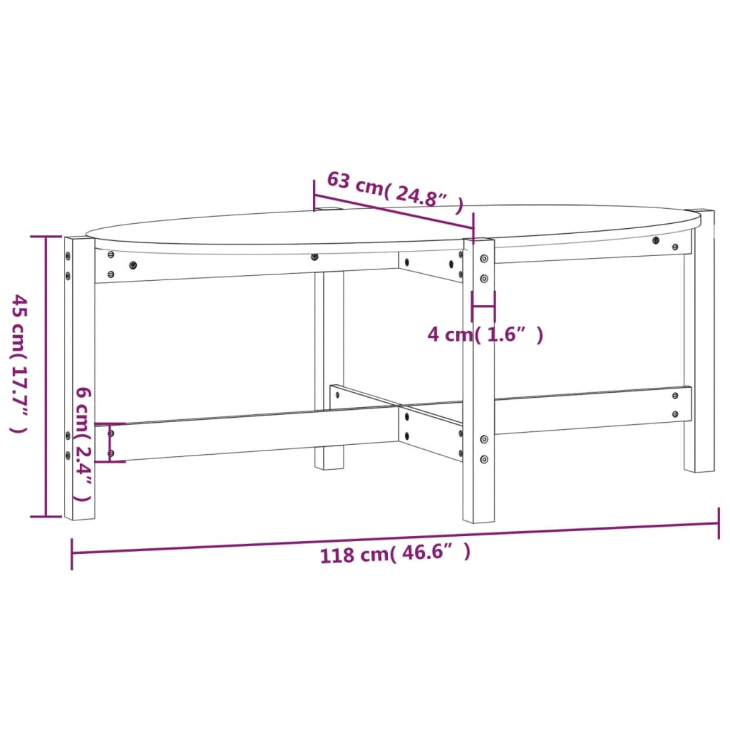 Salontafel 87x48x35 cm massief grenenhout